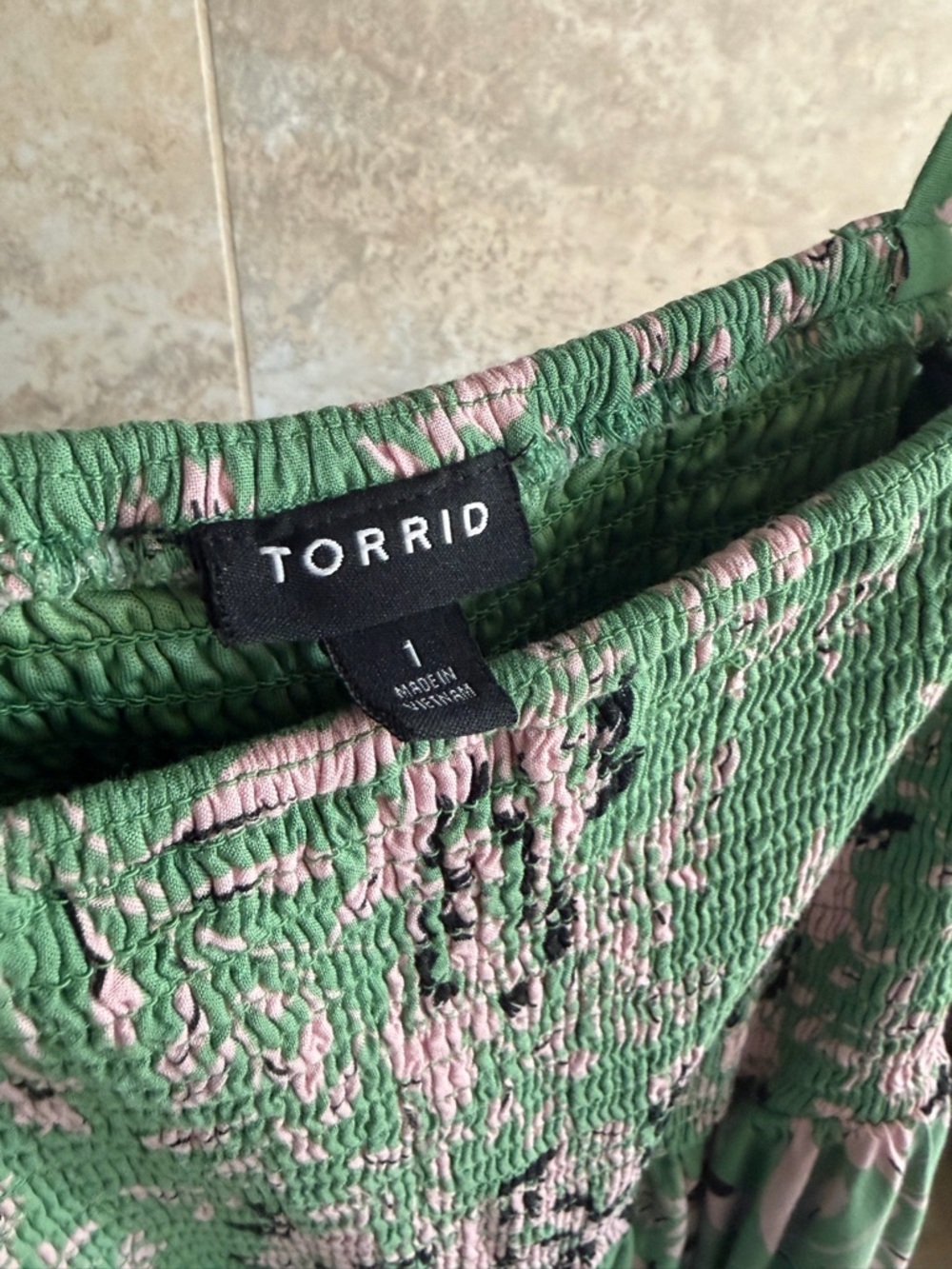 torrid Green Floral Midi Dress with Smocked Bodice and Ruffle Straps - Picture 4 of 10